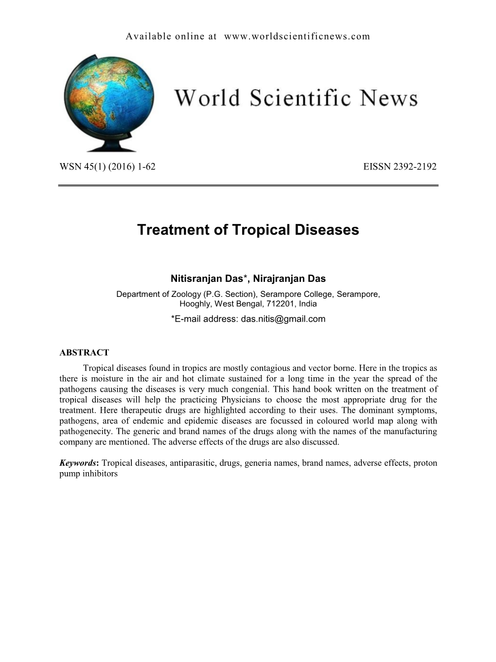 Treatment of Tropical Diseases