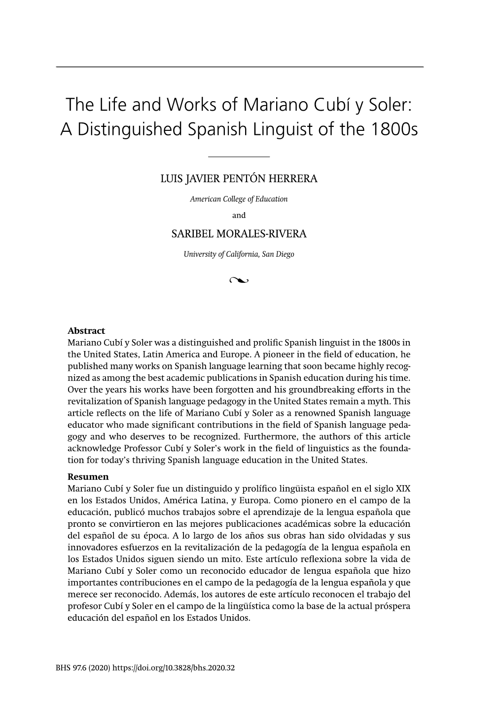 The Life and Works of Mariano Cubí Y Soler: a Distinguished Spanish Linguist of the 1800S