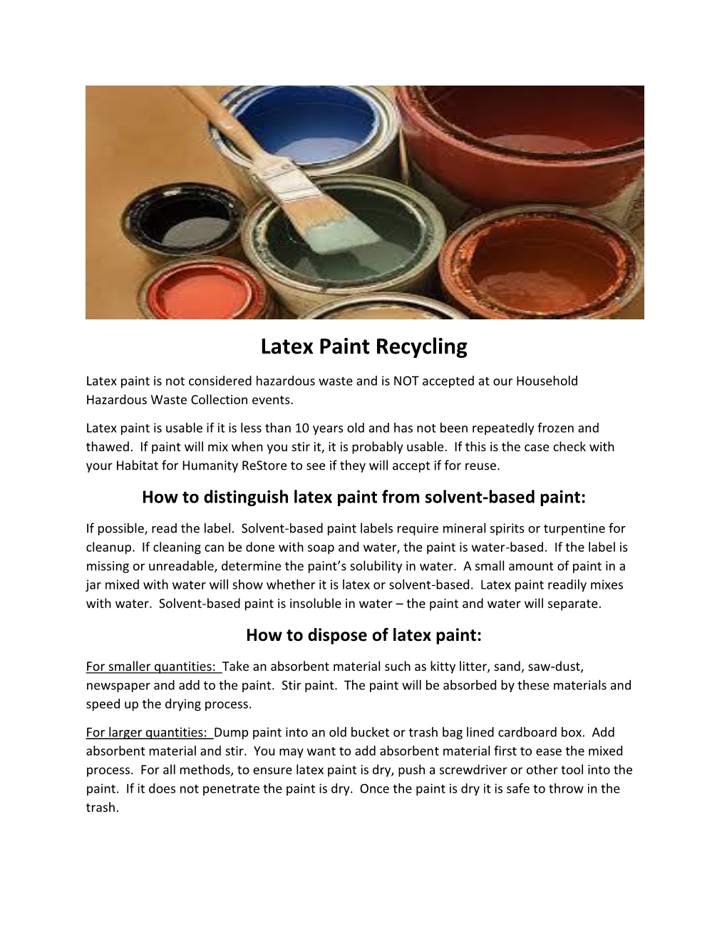 Latex Paint Recycling