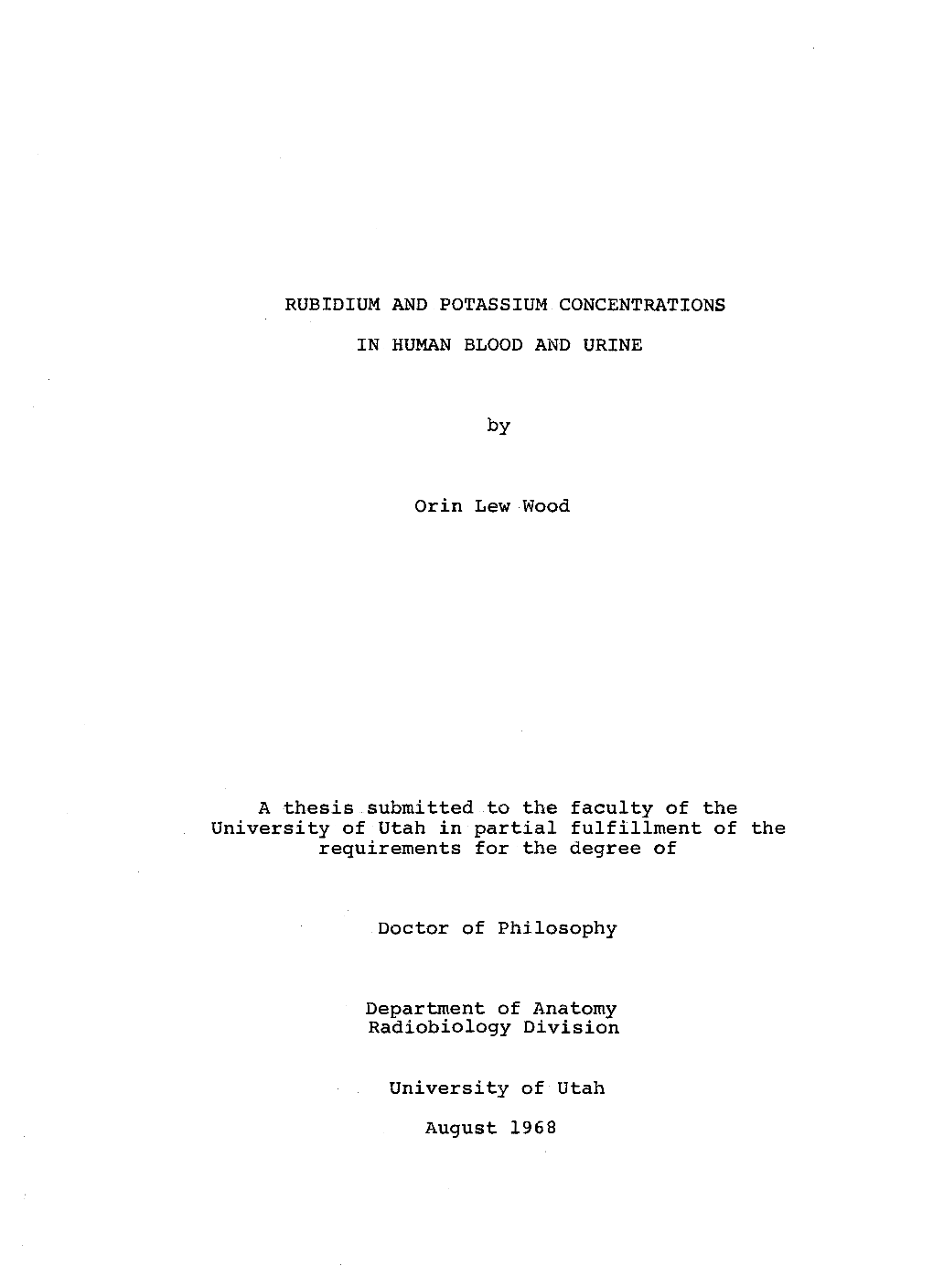 Rubidium and Potassium Concentrations in Human Blood and Urine;