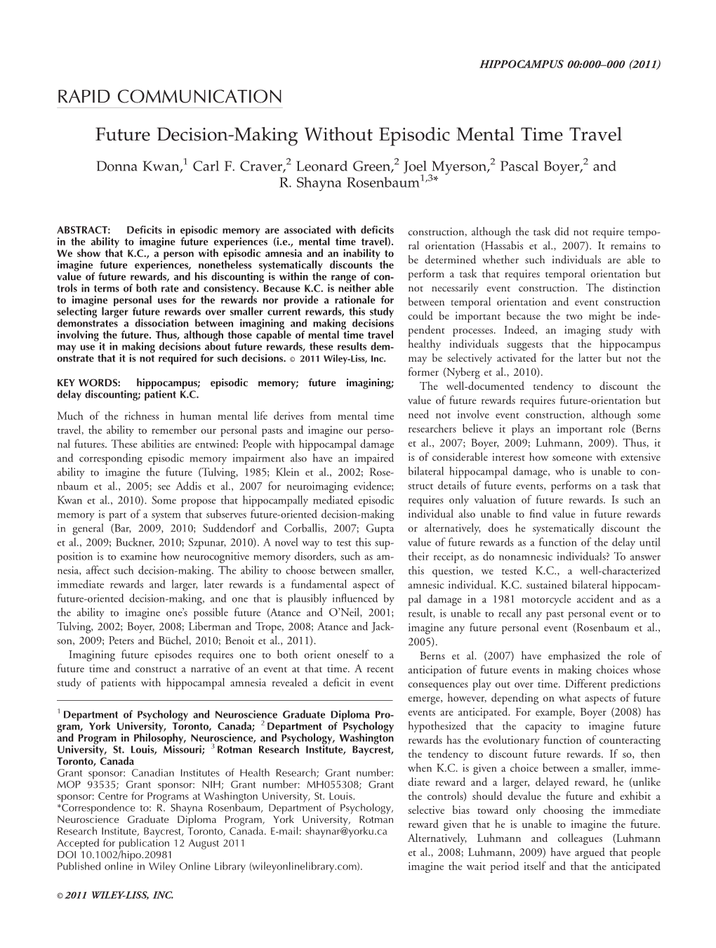 Future Decisionmaking Without Episodic Mental Time Travel