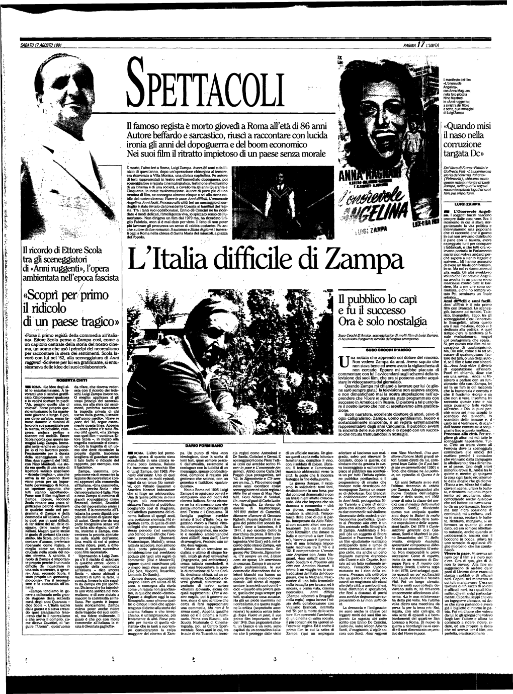 L'italia Difficile Di Zampa Alla Realtà