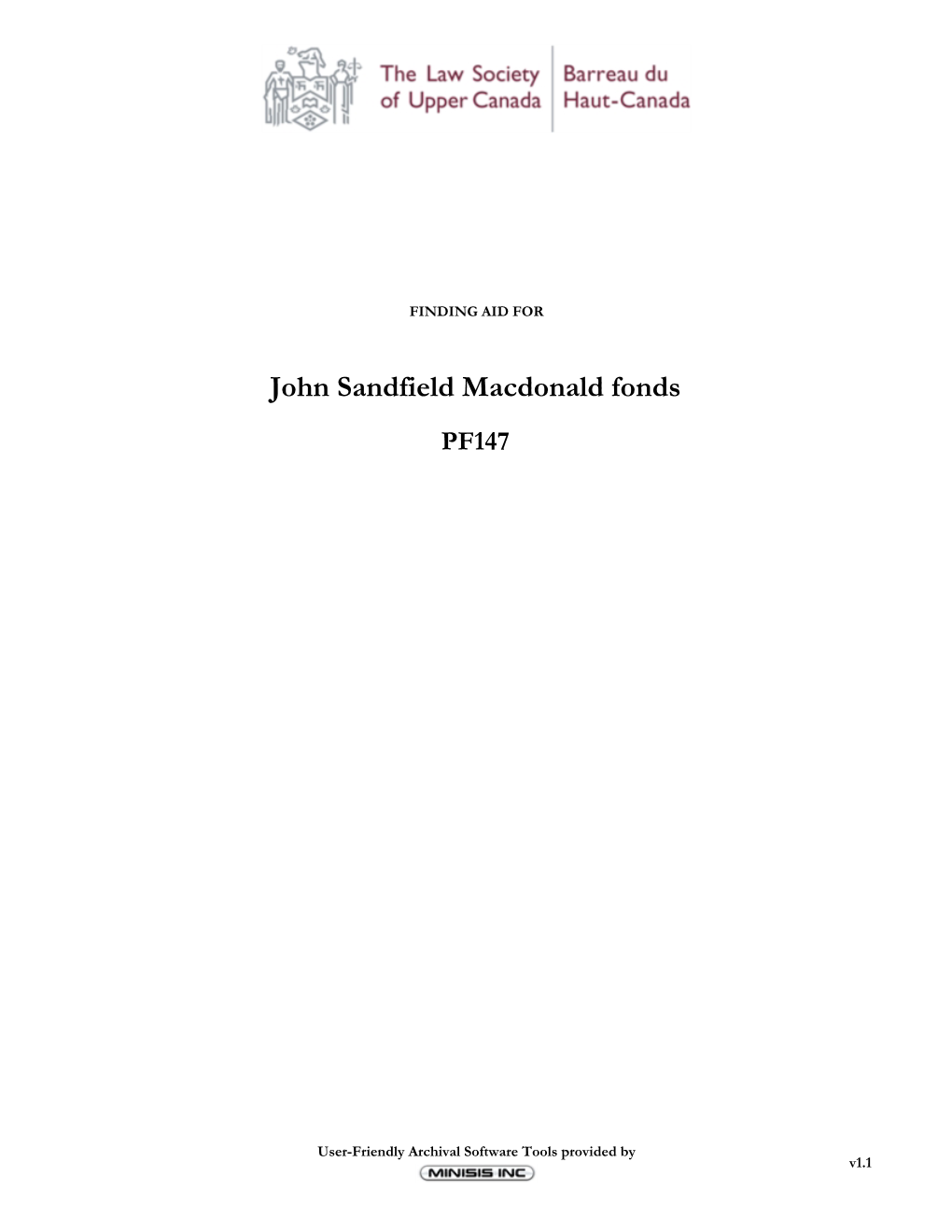 John Sandfield Macdonald Fonds PF147