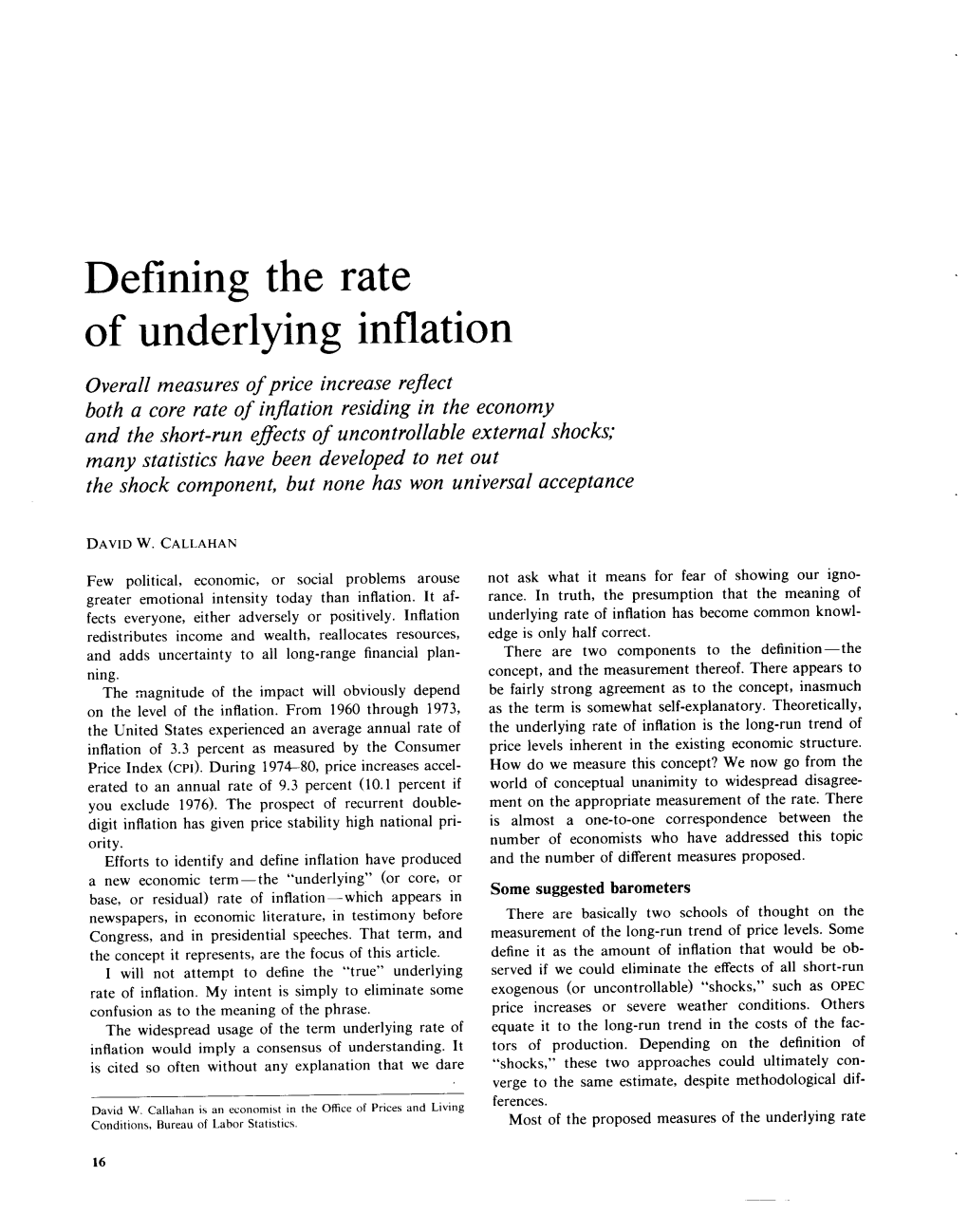 Defining the Rate of Underlying Inflation