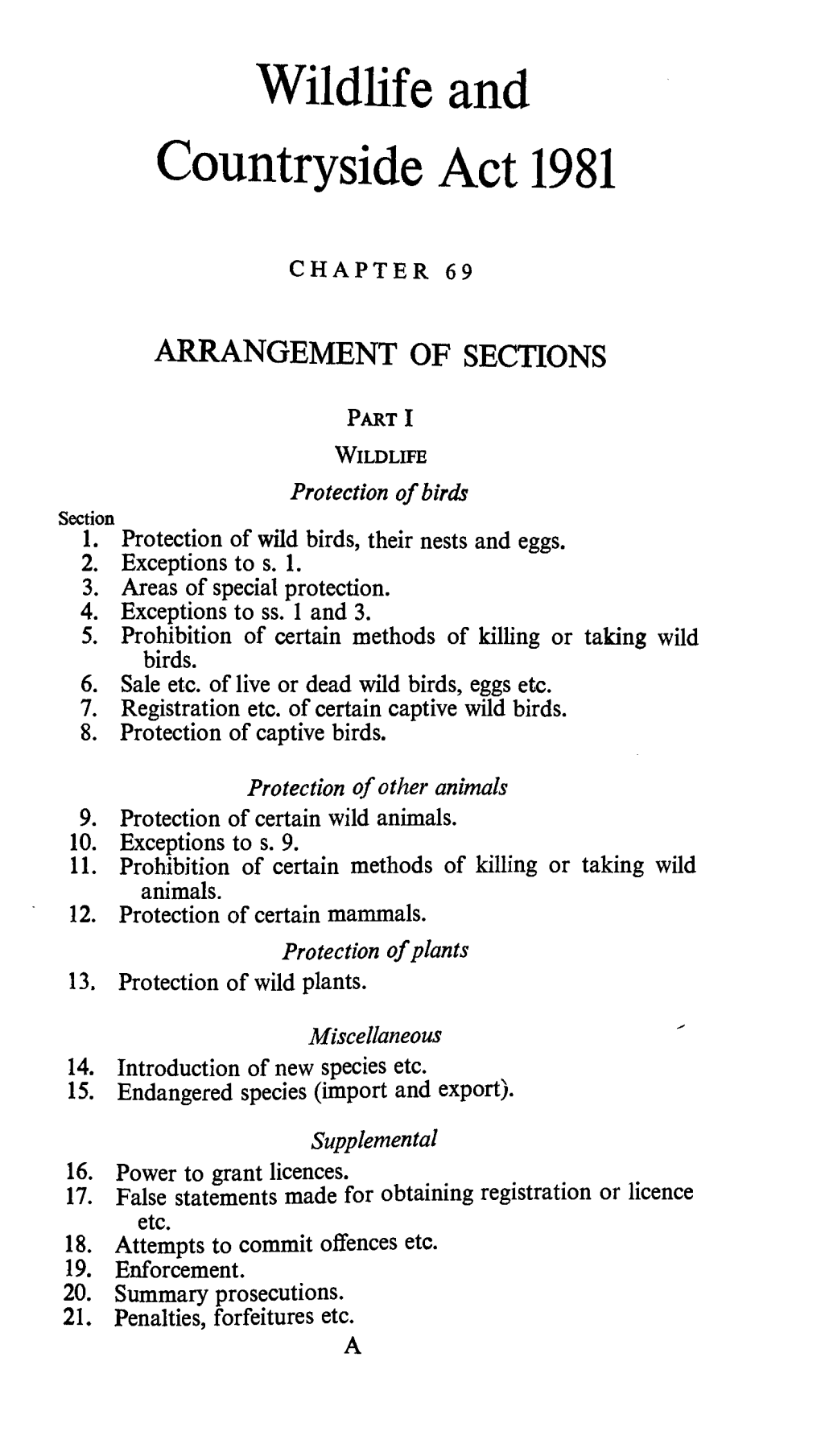 Wildlife and Countryside Act 1981