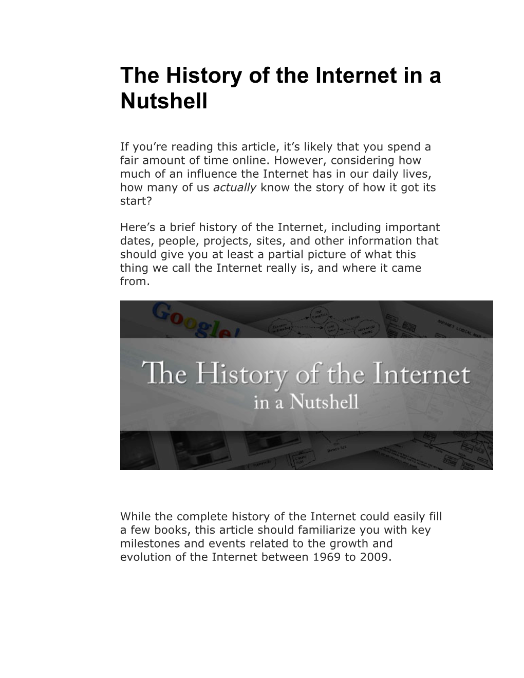 The History of the Internet in a Nutshell