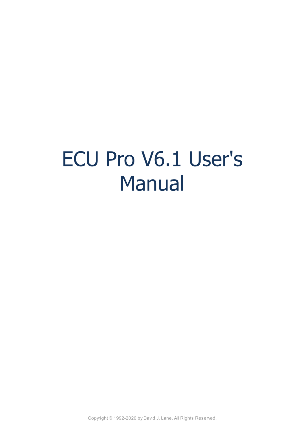 ECU Pro V6.1 User's Manual