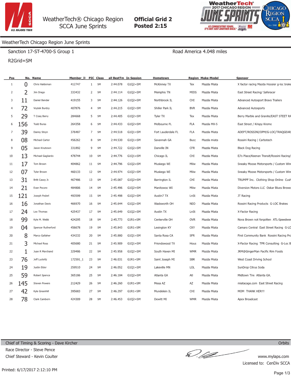 Race 2 SCCA June Sprints Posted 1:00