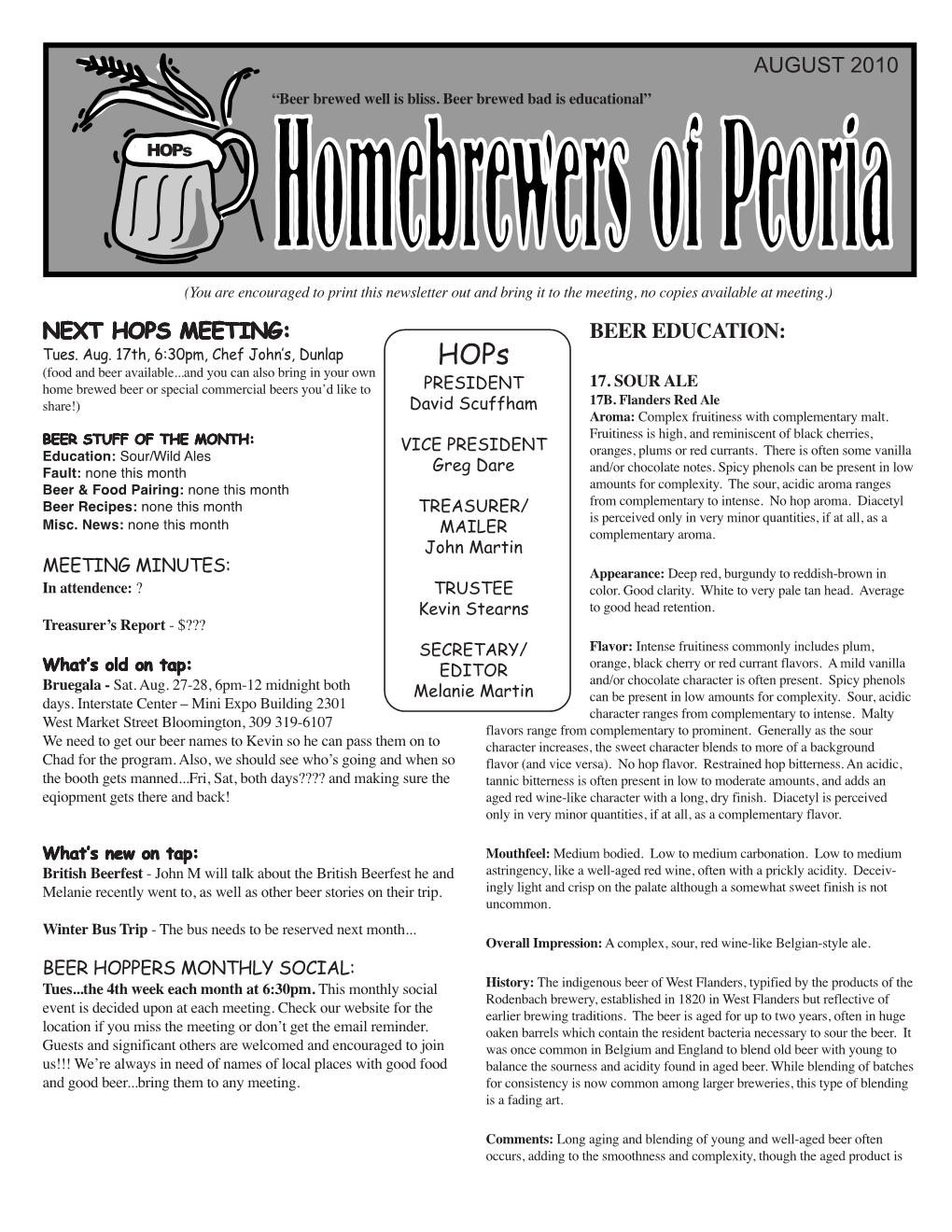 Next Hops Meeting: August 2010 Beer Education