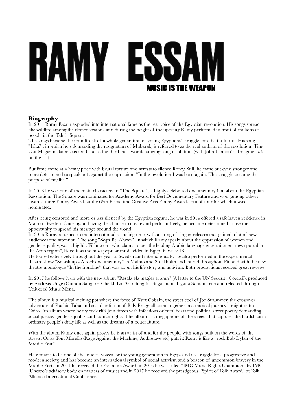 Ramy Essam Bio Eng Long April 7 Incl Discography