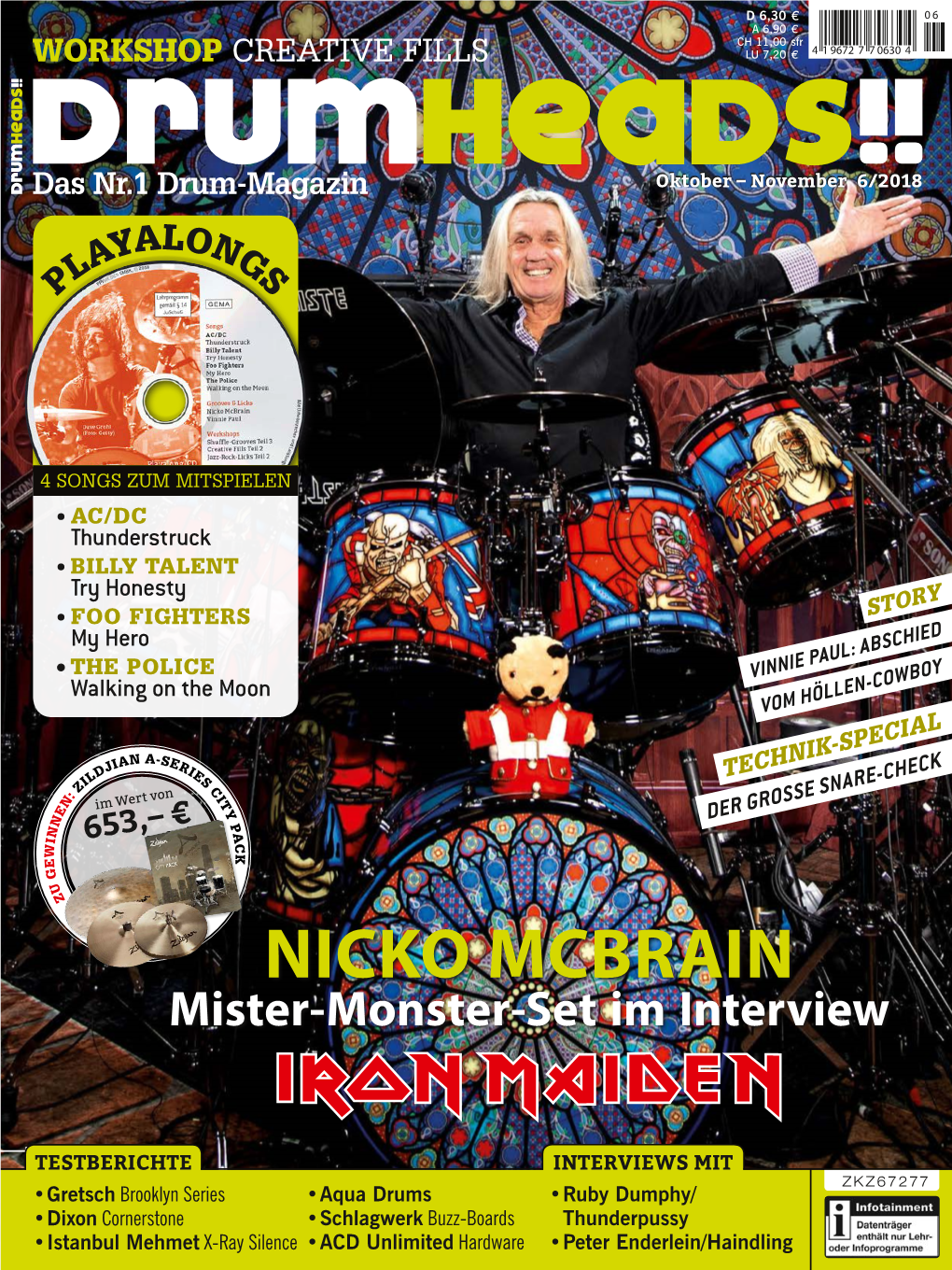 Nicko Mcbrain – Mister-Monster-Set Im Interview Das Drum-Magazin Nr.1 Oktober-November 6/2018 NICKO MCBRAIN Mister-Monster-Set Im Interview