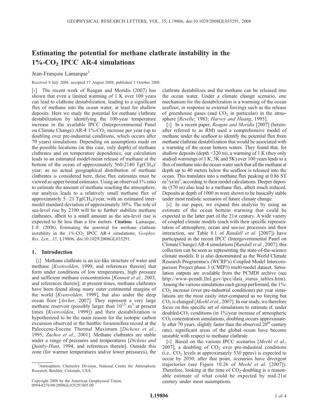 Estimating the Potential for Methane Clathrate Instability in the 1%