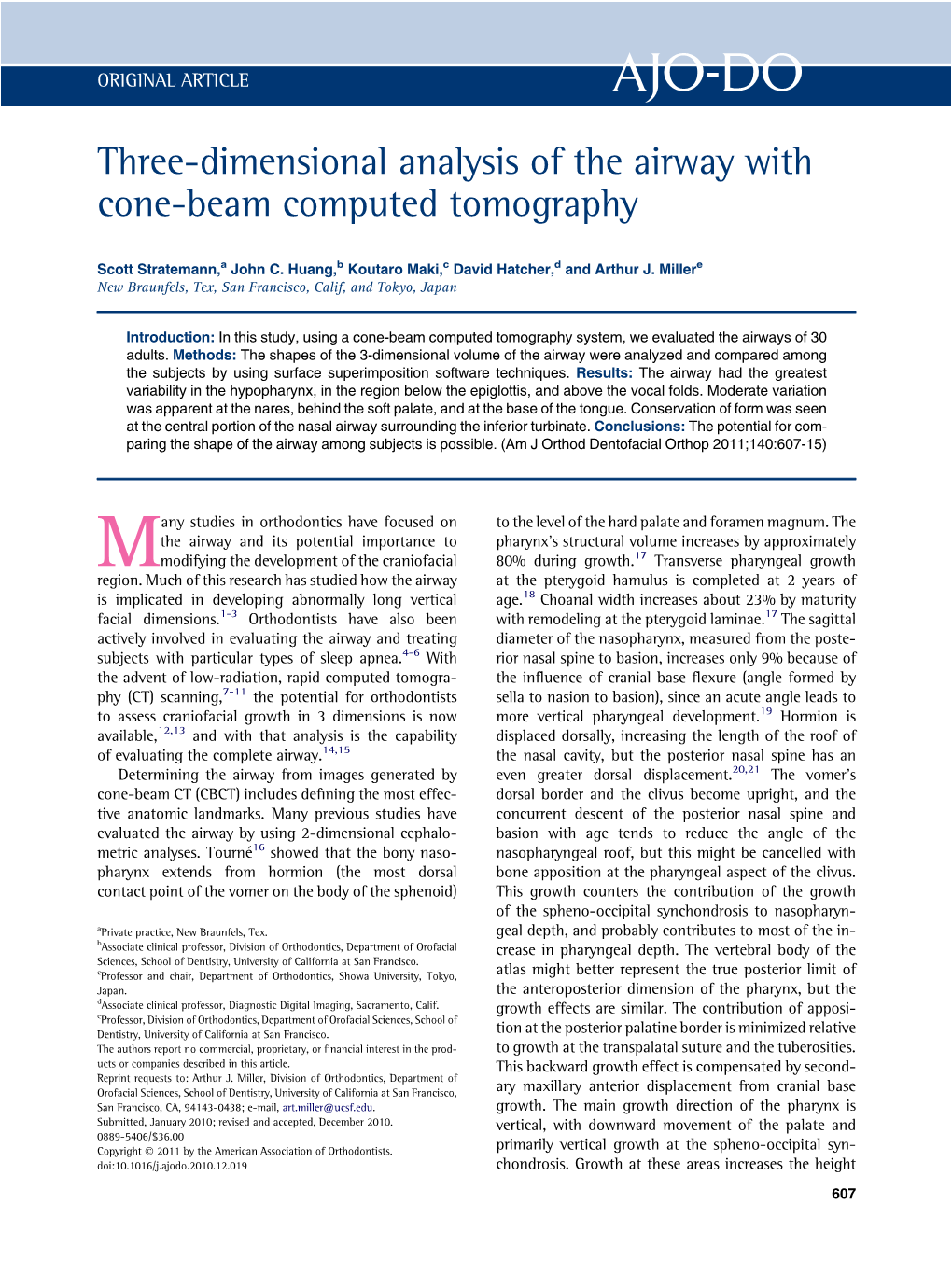 Three-Dimensional Analysis of the Airway with Cone-Beam Computed Tomography