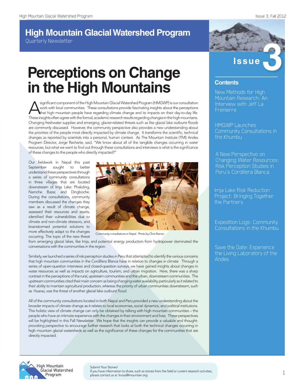 Perceptions on Change in the High Mountains