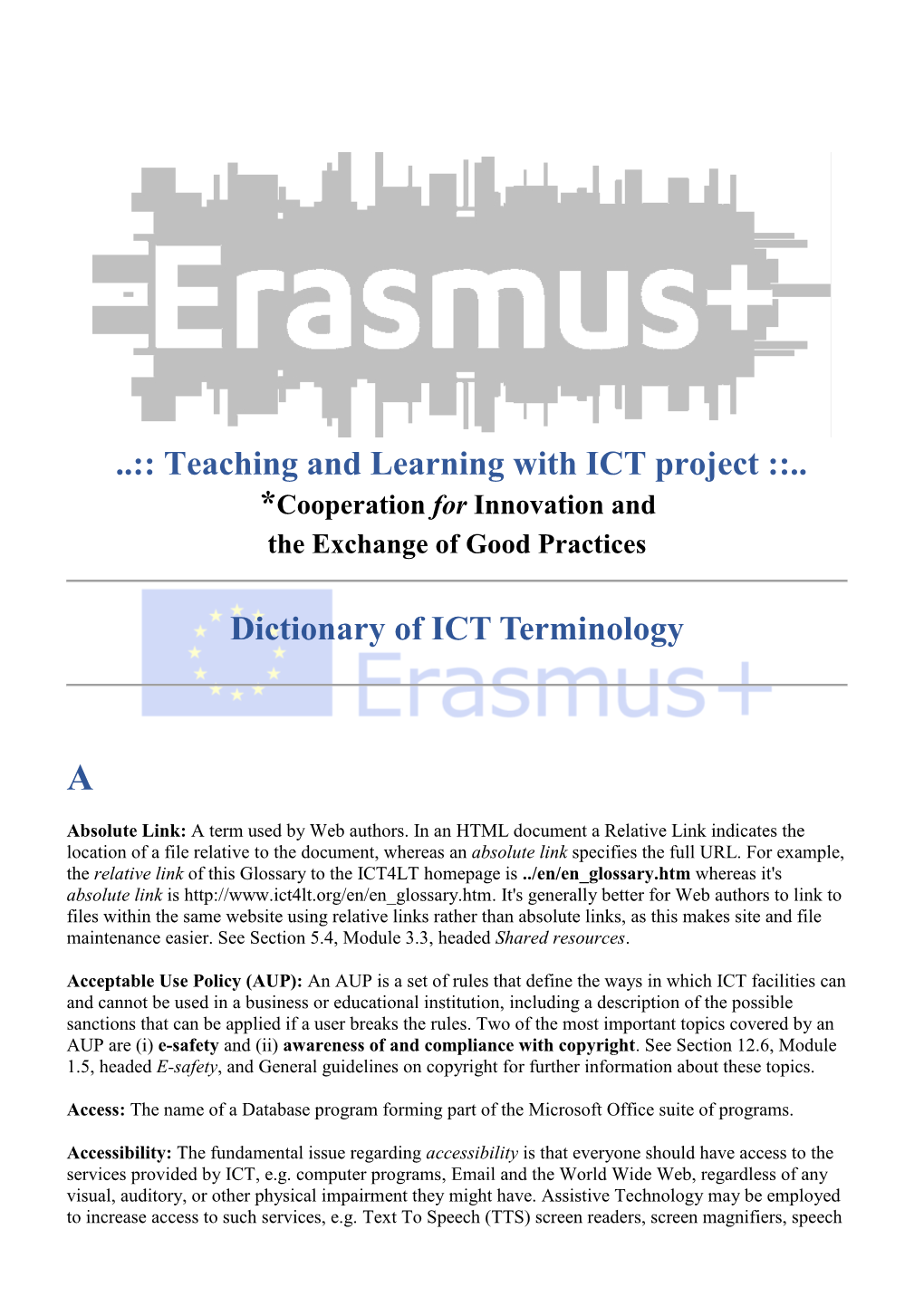 Glossary of ICT Terminology