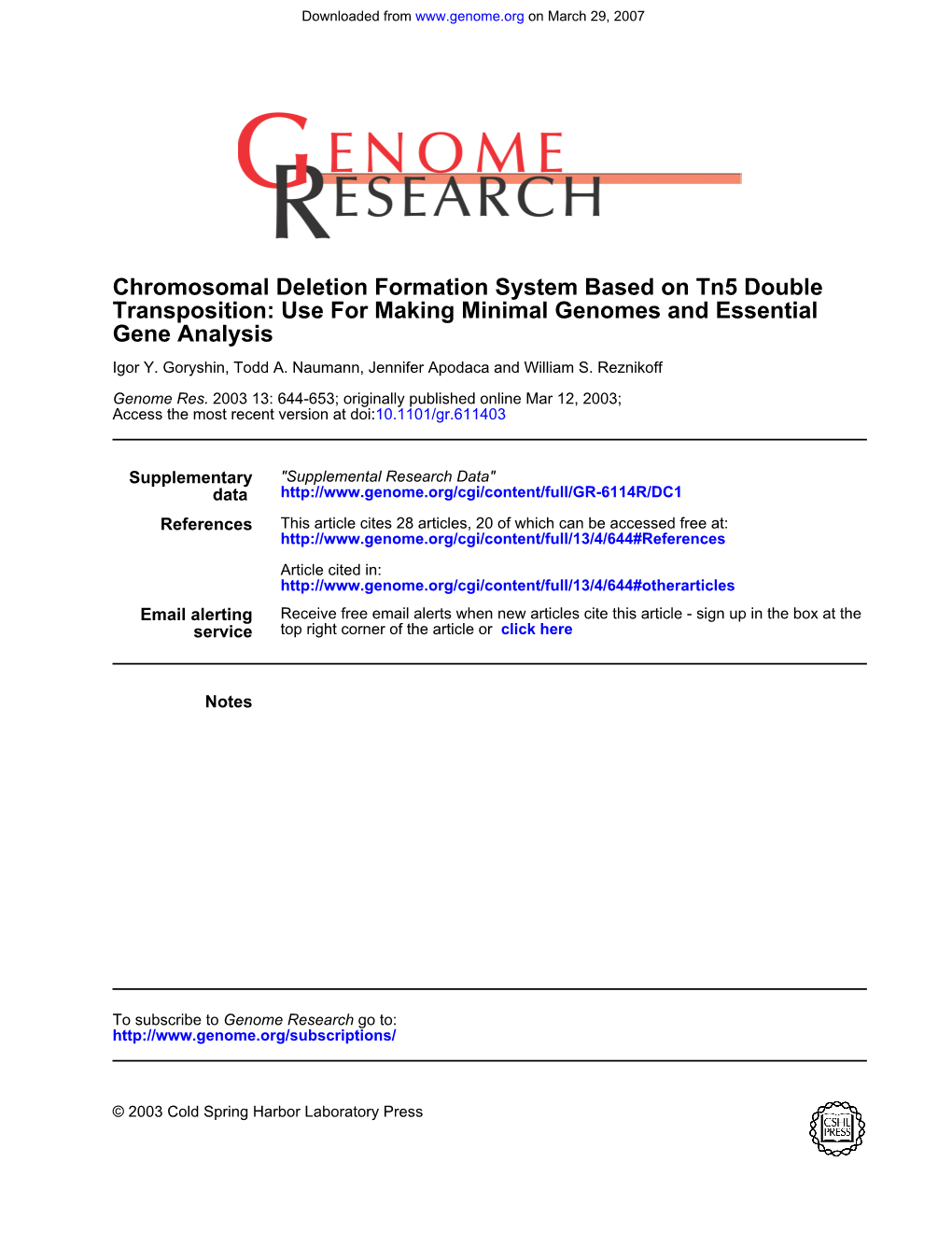 Gene Analysis Transposition