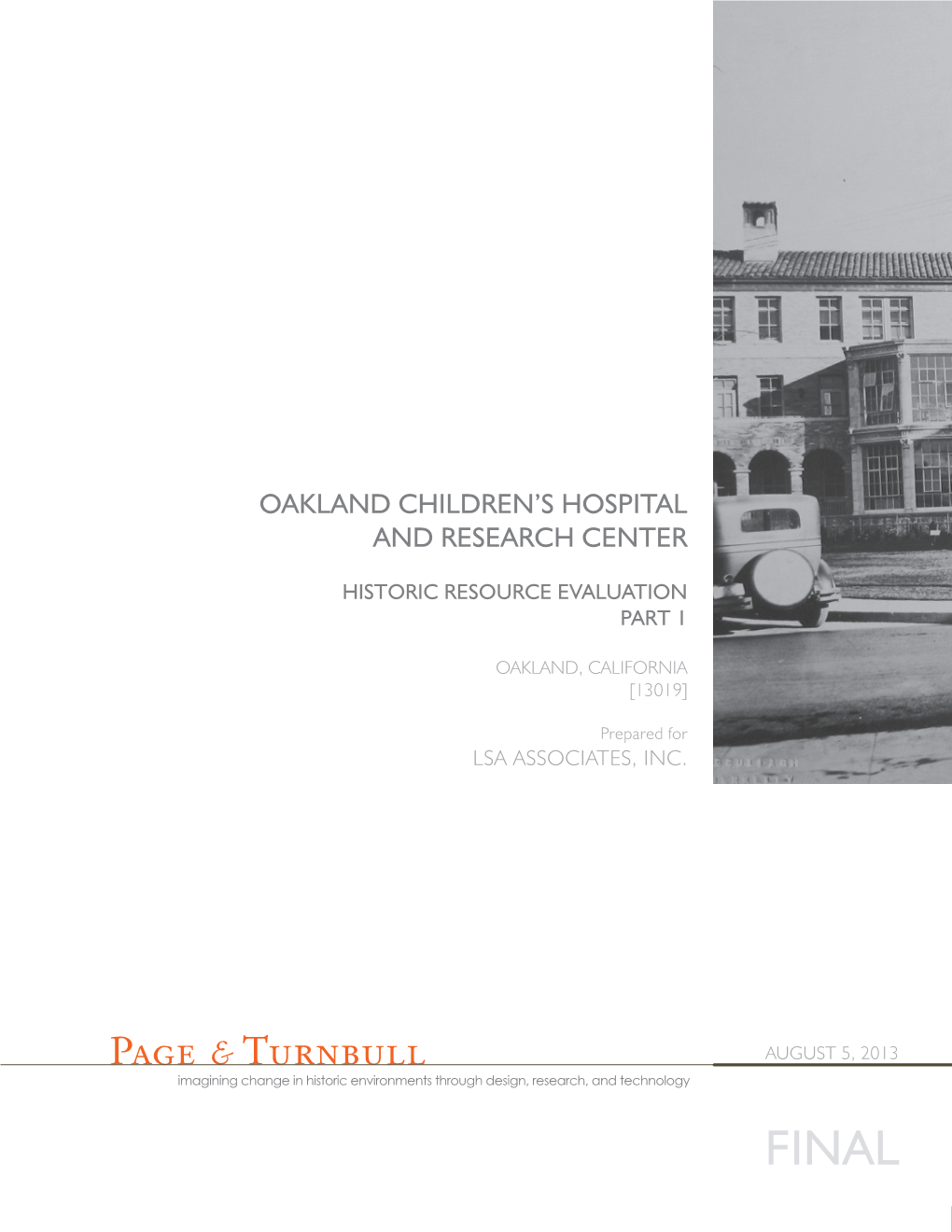 Historic Resource Evaluation for Children's Hospital