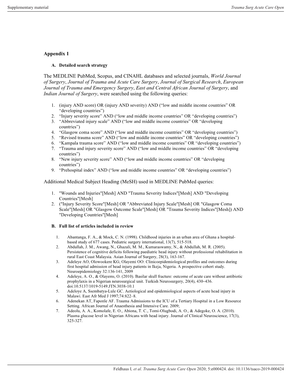 Appendix 1 the MEDLINE Pubmed, Scopus, and CINAHL Databases