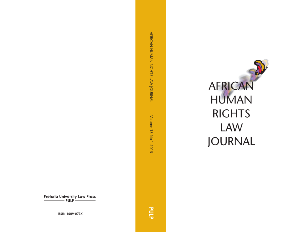 The African Human Rights Law Journal Vol 15 No 1 2015
