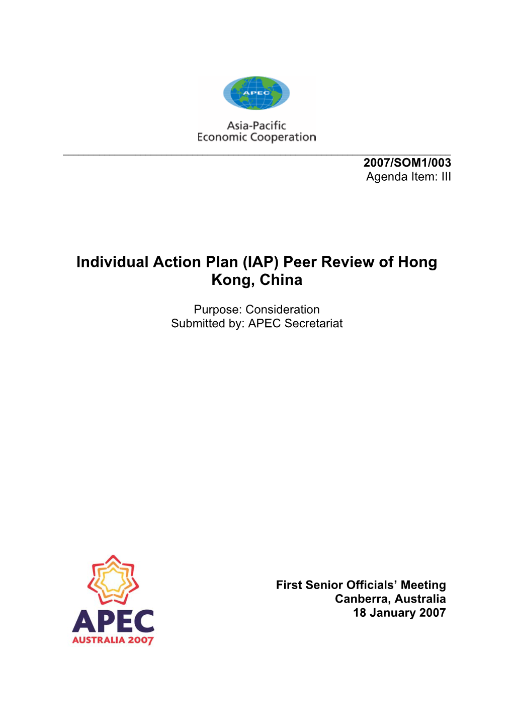 Peer Review of Hong Kong, China
