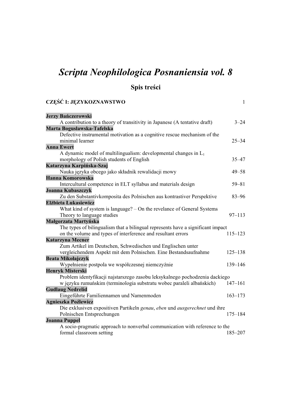 Scripta Neophilologica Posnaniensia 8