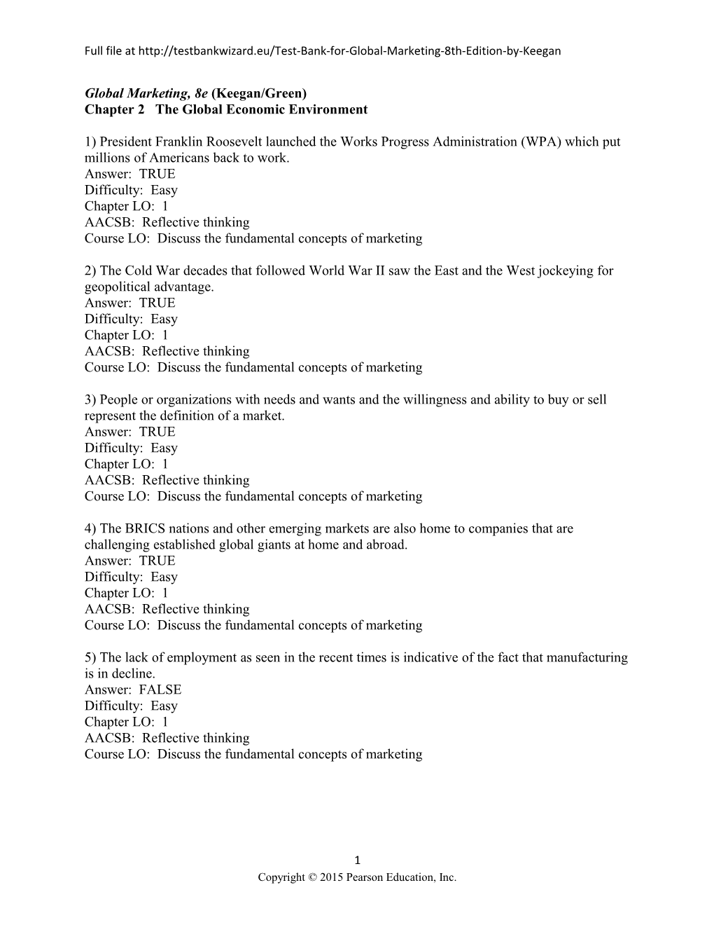 Chapter 2 the Global Economic Environment