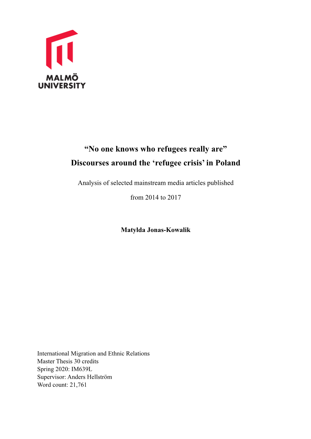 Refugee Crisis’ in Poland