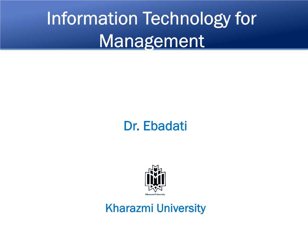 Information Technology for Management