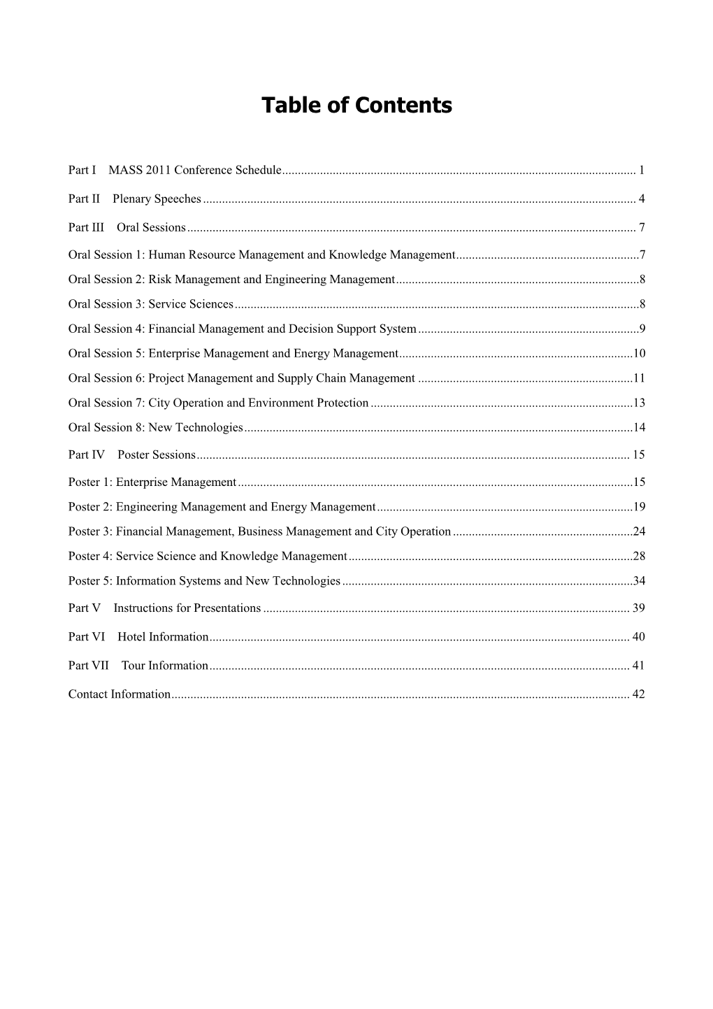 Table of Contents