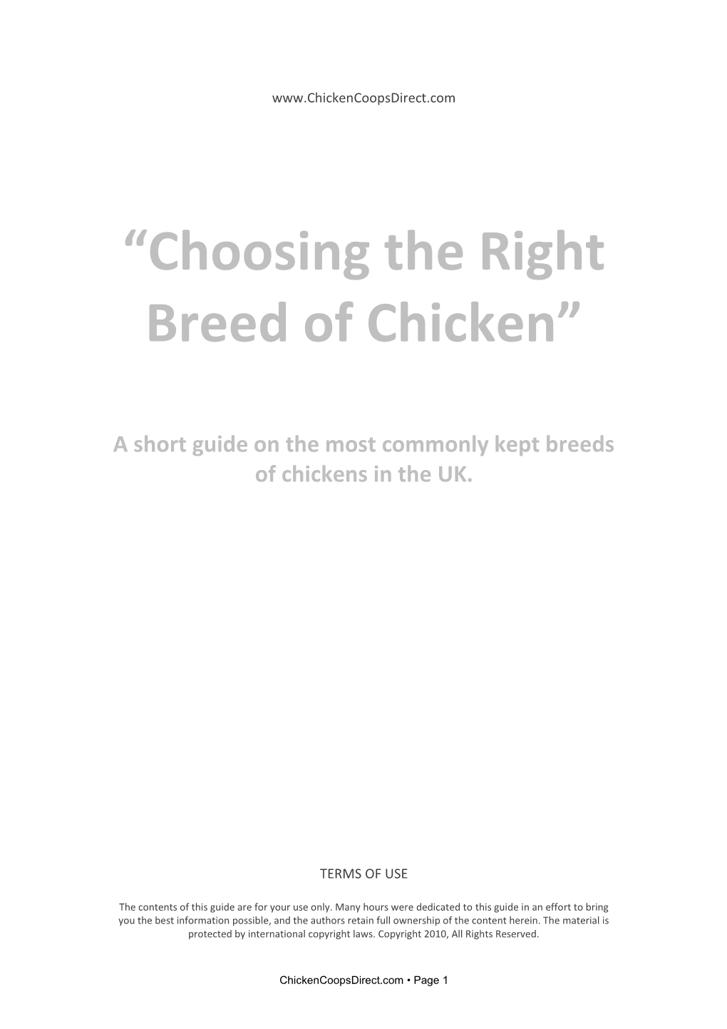 “Choosing the Right Breed of Chicken”