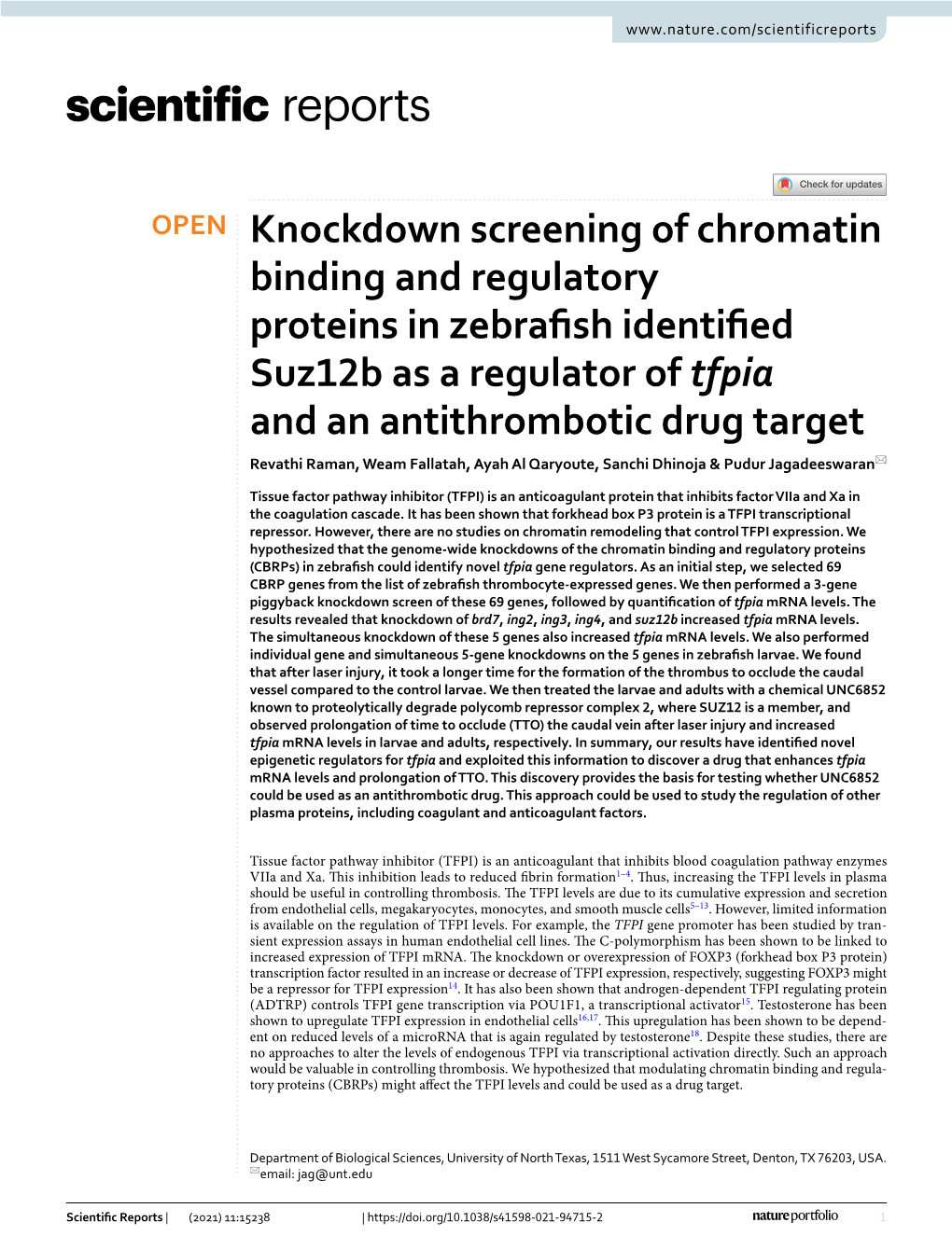 Knockdown Screening of Chromatin Binding and Regulatory Proteins In