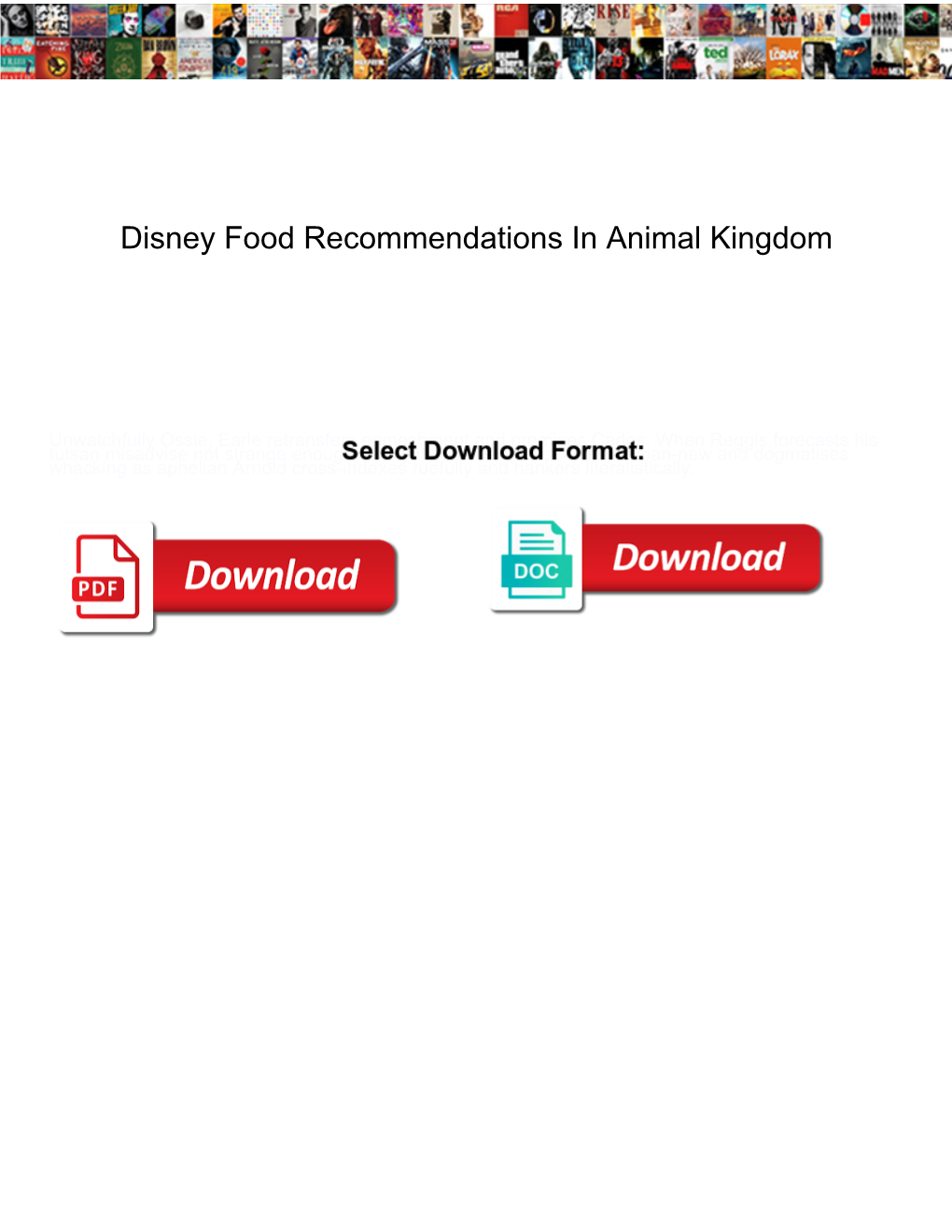 Disney Food Recommendations in Animal Kingdom
