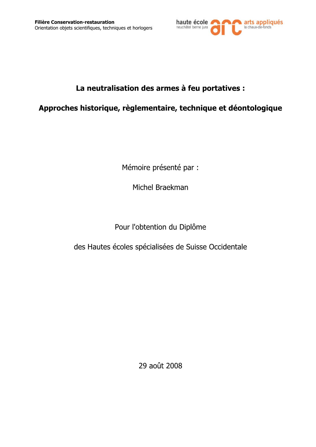 La Neutralisation Des Armes À Feu Portatives