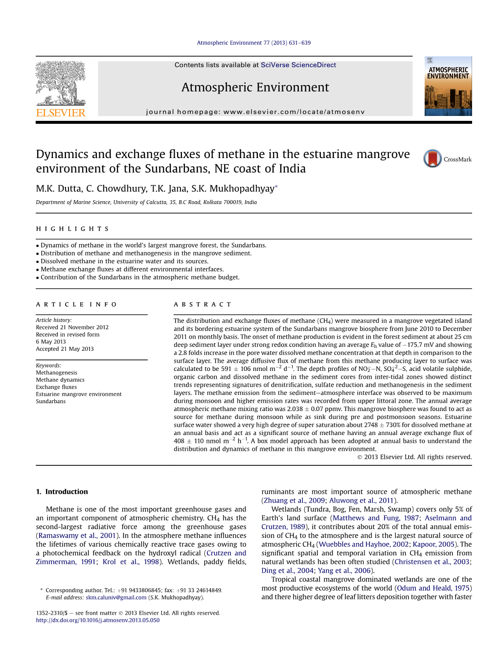 Dynamics and Exchange Fluxes of Methane in the Estuarine Mangrove