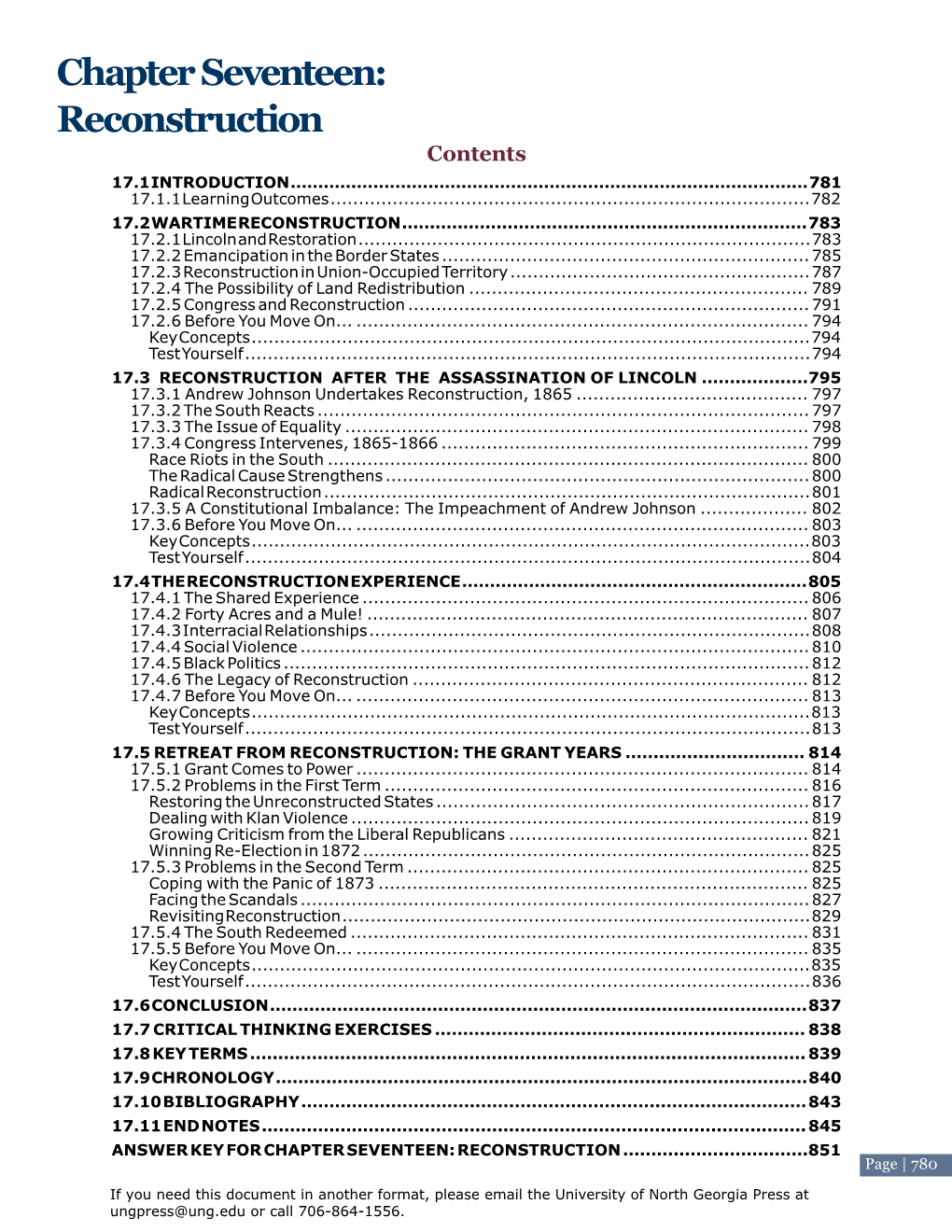 Chapter Seventeen: Reconstruction C Ontent S 17.1 Introduction