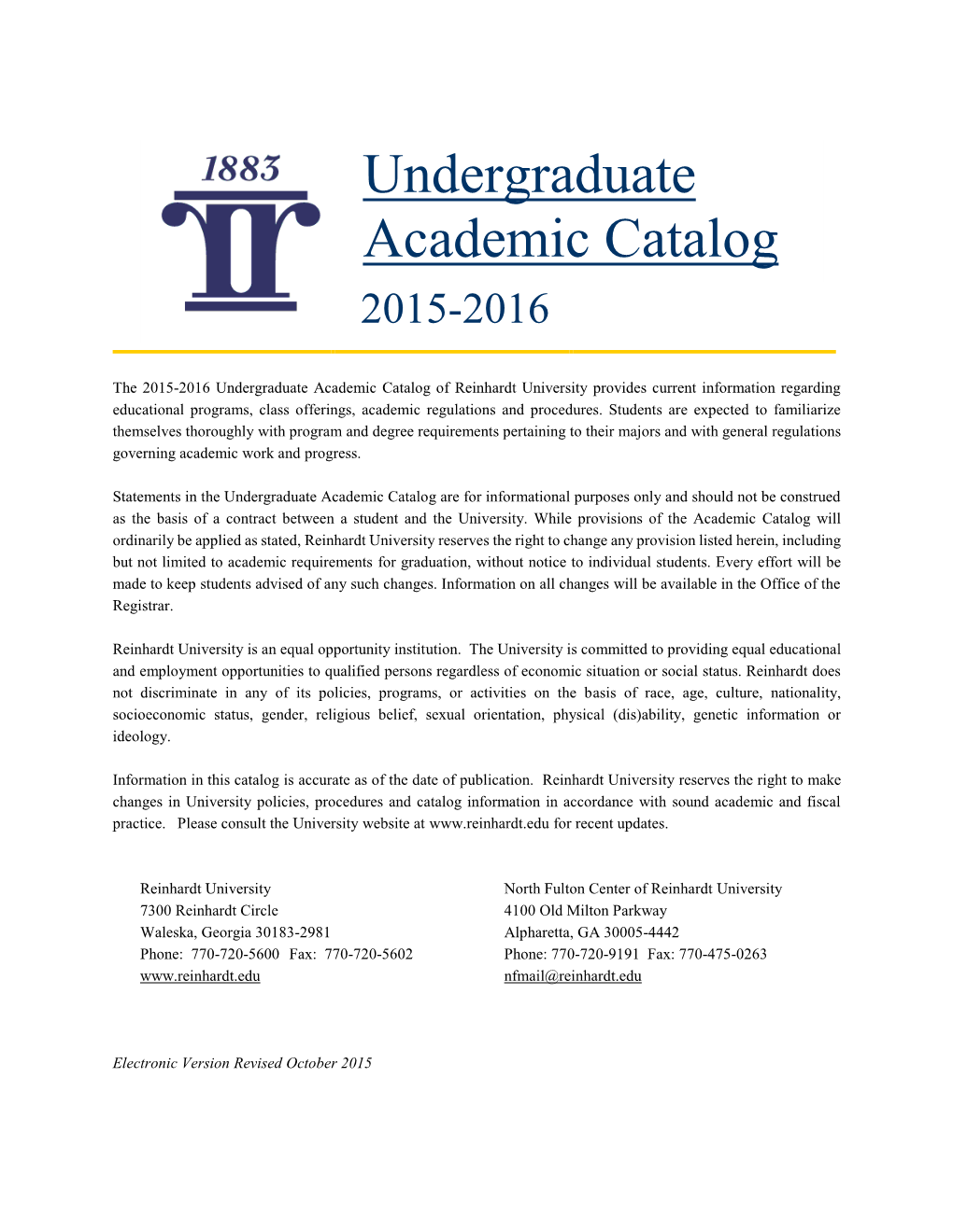 Undergraduate Academic Catalog