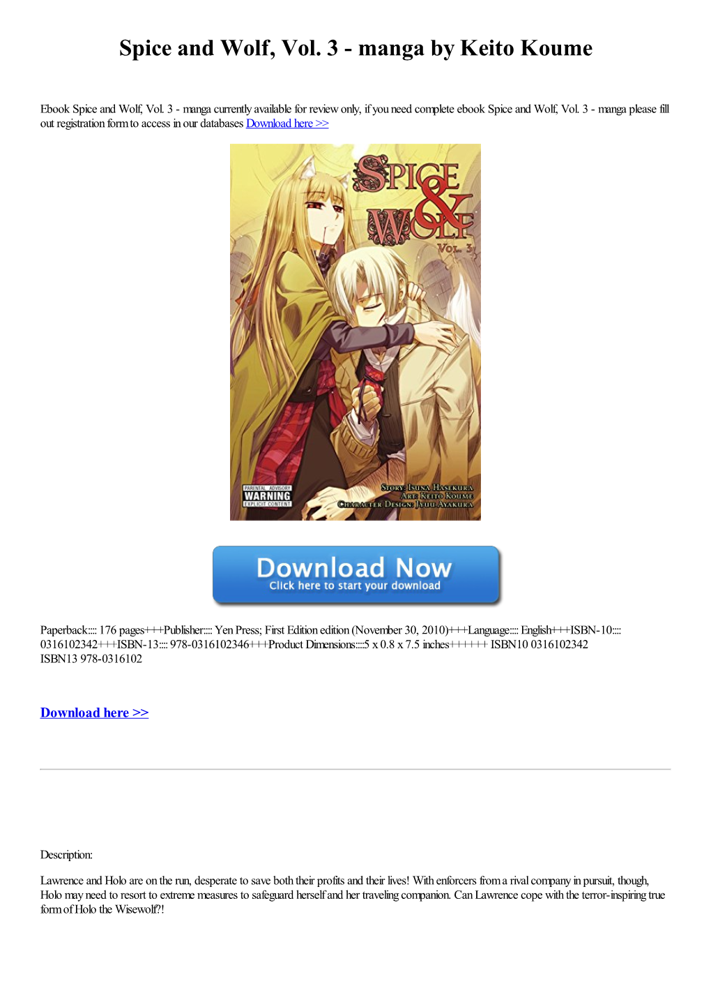 Download Spice and Wolf, Vol. 3 - Manga Pdf Ebook by Keito Koume in Comics and Graphic Novels