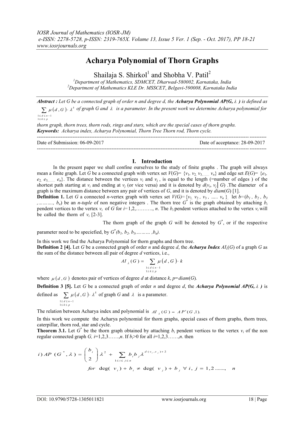 Acharya Polynomial of Thorn Graphs