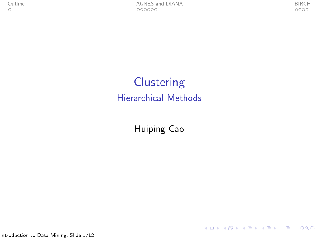 Clustering Hierarchical Methods