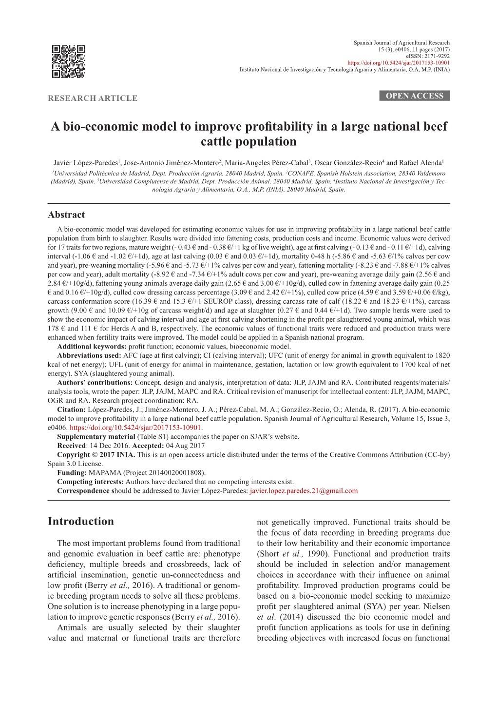 A Bio-Economic Model to Improve Profitability in a Large National Beef Cattle Population