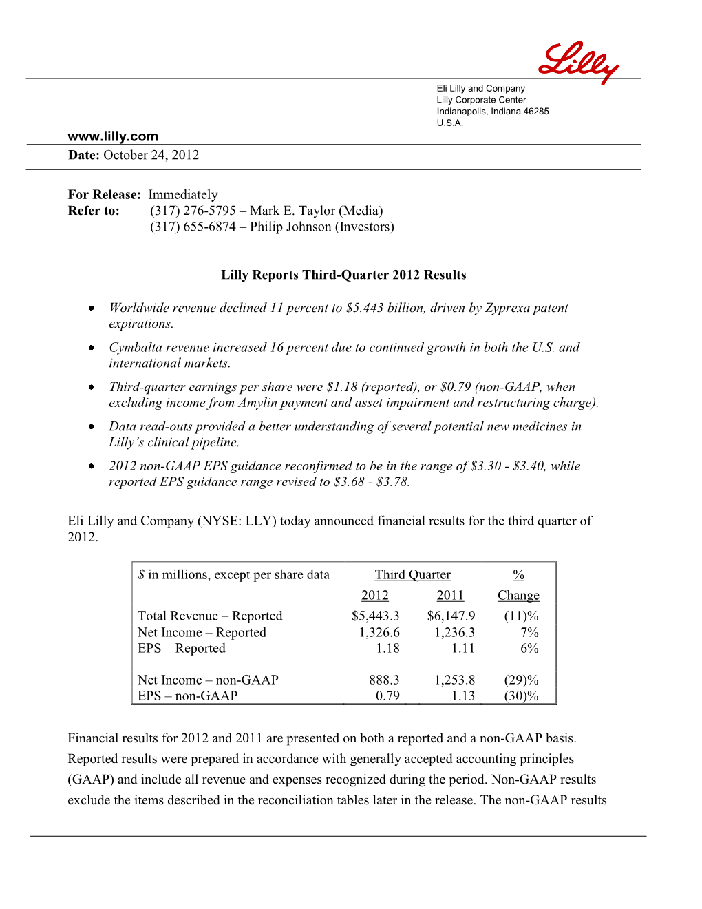 Earnings Release