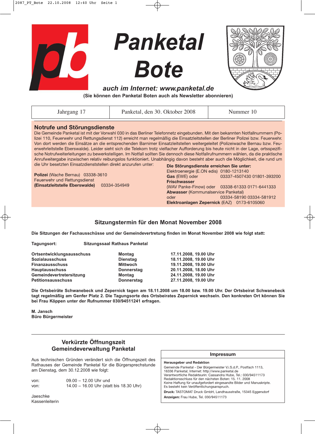 Panketal Bote Auch Im Internet: (Sie Können Den Panketal Boten Auch Als Newsletter Abonnieren)