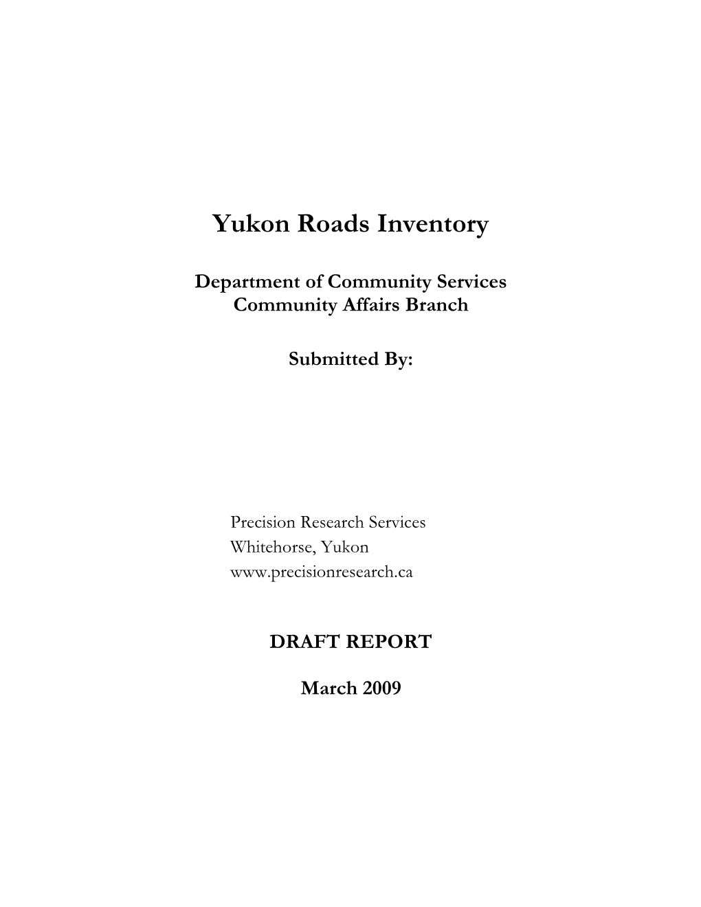 Yukon Roads Inventory