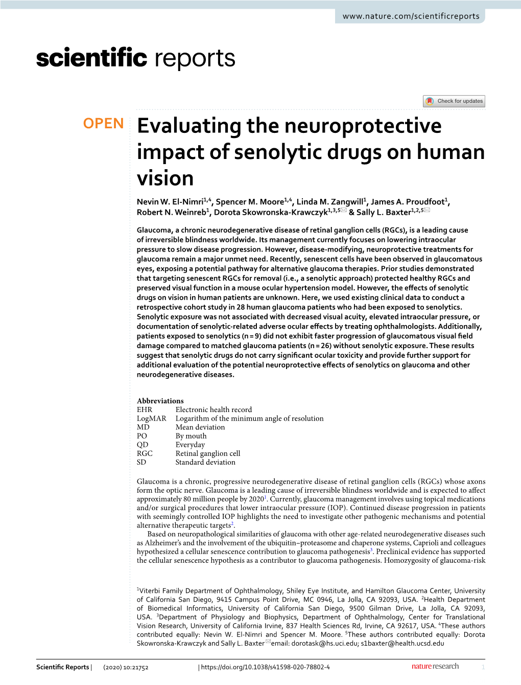Evaluating the Neuroprotective Impact of Senolytic Drugs on Human Vision Nevin W