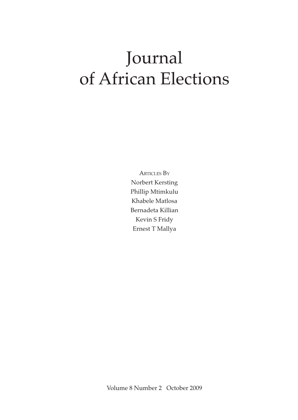 Journal of African Elections