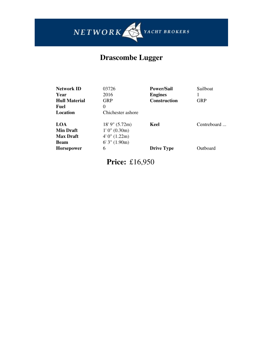 Drascombe Lugger Price: £16,950