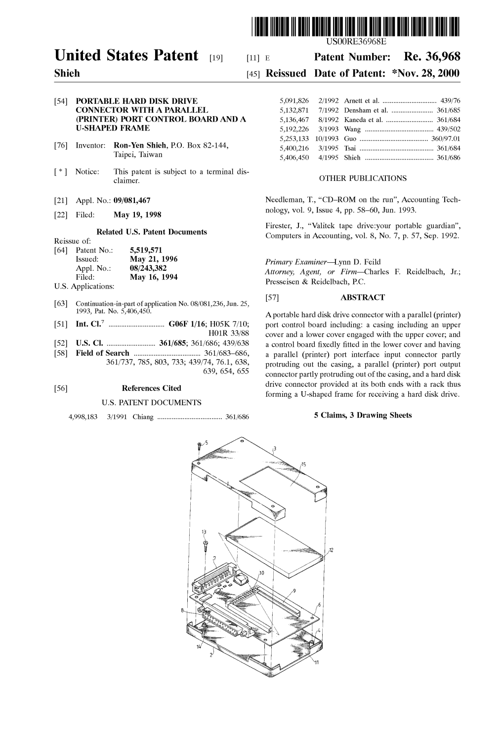 United States Patent [19] [11] E Patent Number: Re