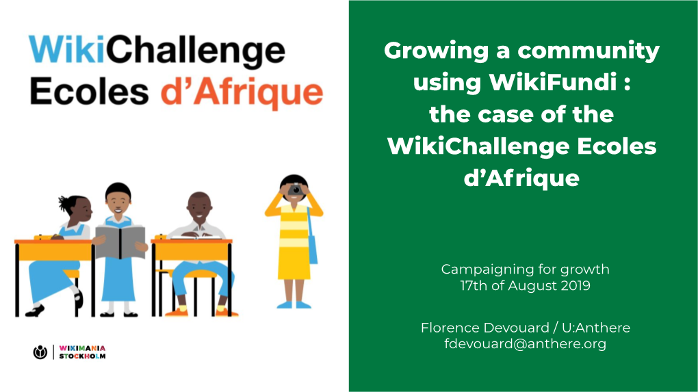 The Case of the Wikichallenge Ecoles D'afrique