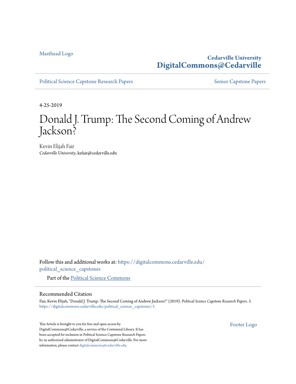 Donald J. Trump: the Second Coming of Andrew Jackson?