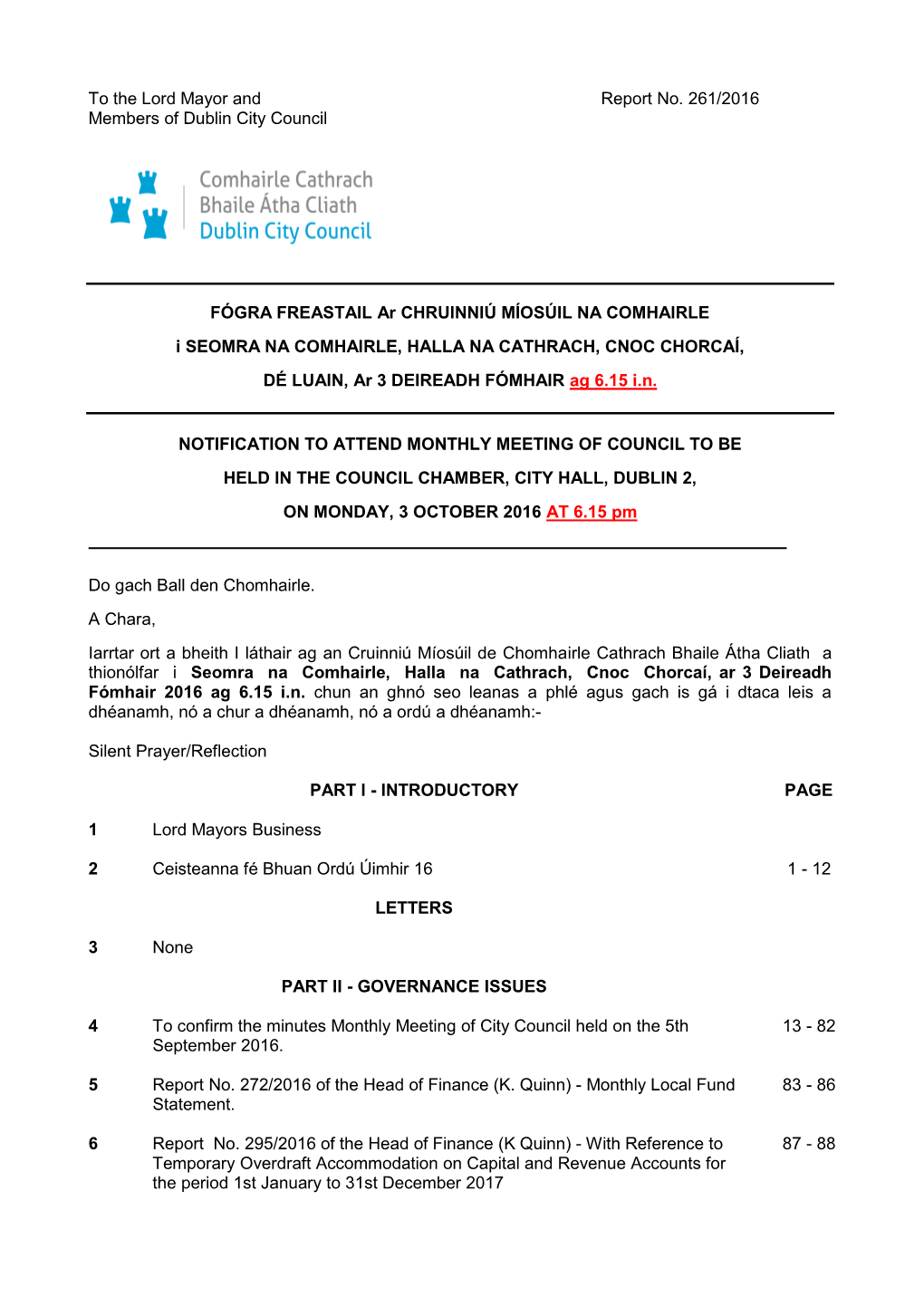 (Public Pack)Agenda Document for Monthly Council Meeting, 03/10